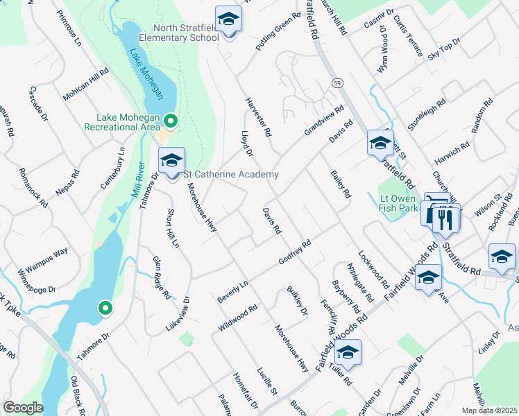 map of restaurants, bars, coffee shops, grocery stores, and more near 440 Davis Road in Fairfield