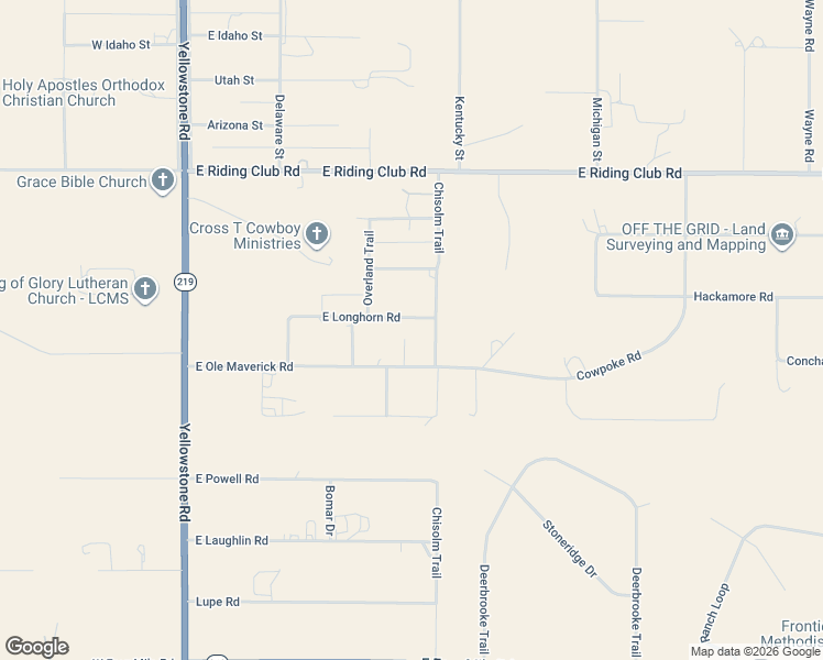 map of restaurants, bars, coffee shops, grocery stores, and more near 605 East Longhorn Road in Cheyenne