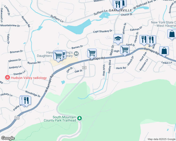 map of restaurants, bars, coffee shops, grocery stores, and more near 11 Havervale Lane in Thiells