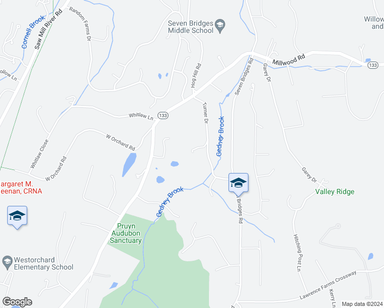 map of restaurants, bars, coffee shops, grocery stores, and more near 34 Turner Drive in Chappaqua