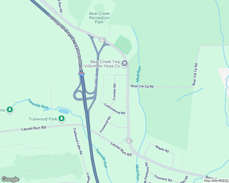 map of restaurants, bars, coffee shops, grocery stores, and more near Frontier Road in Luzerne County