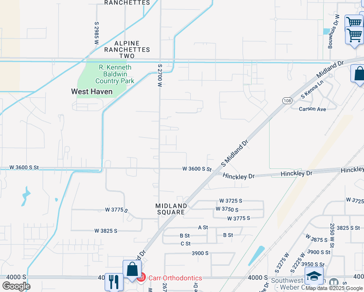 map of restaurants, bars, coffee shops, grocery stores, and more near 2639 West 3520 South in West Haven