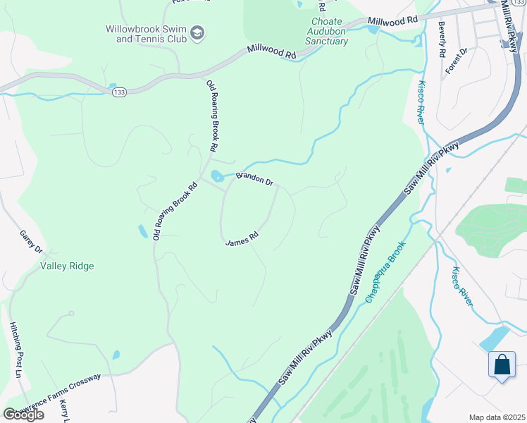 map of restaurants, bars, coffee shops, grocery stores, and more near 43 James Road in Mount Kisco