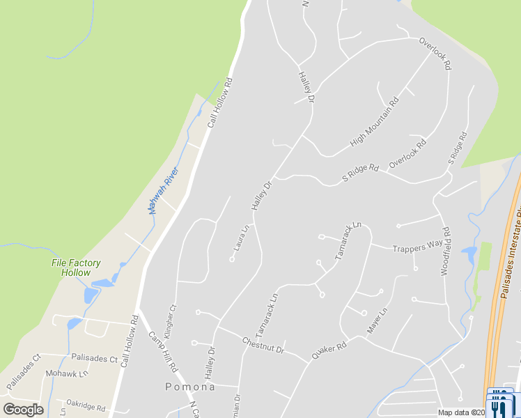 map of restaurants, bars, coffee shops, grocery stores, and more near 50 Halley Drive in Pomona