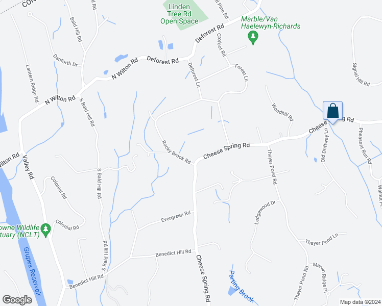 map of restaurants, bars, coffee shops, grocery stores, and more near 456 Cheese Spring Road in Wilton