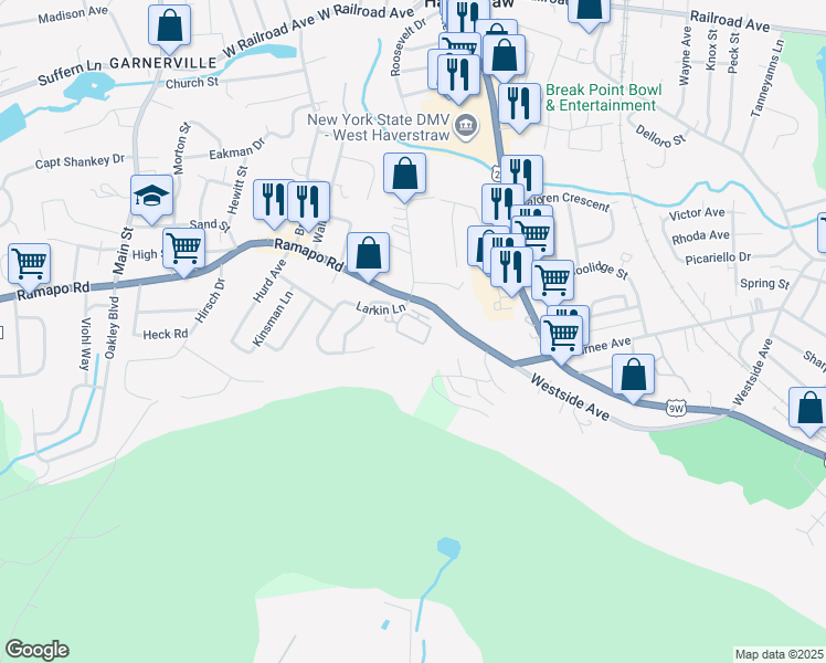 map of restaurants, bars, coffee shops, grocery stores, and more near 209 Ramapo Road in West Haverstraw
