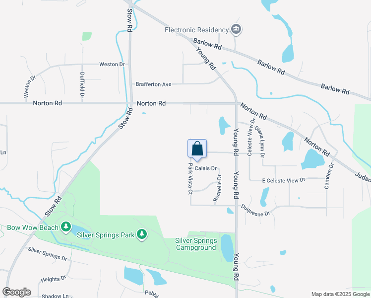 map of restaurants, bars, coffee shops, grocery stores, and more near 5458 Park Vista Court in Stow