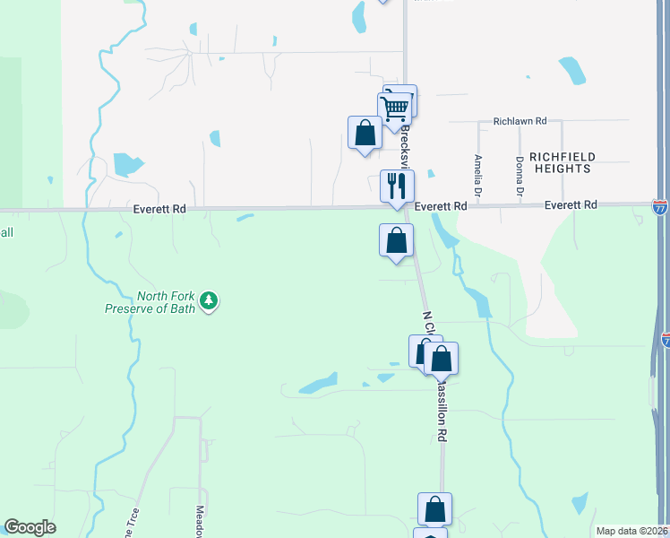 map of restaurants, bars, coffee shops, grocery stores, and more near 4126 Everett Road in Richfield