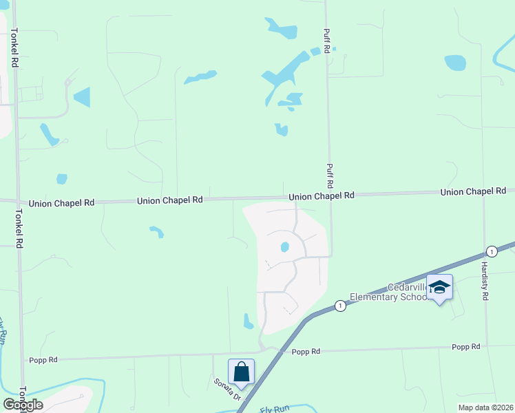 map of restaurants, bars, coffee shops, grocery stores, and more near 6676-6766 Union Chapel Road in Fort Wayne