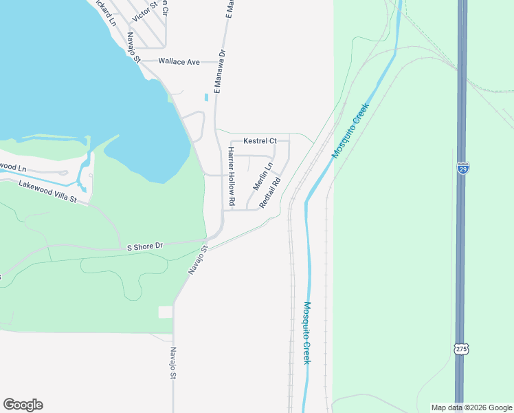 map of restaurants, bars, coffee shops, grocery stores, and more near 5739 Merlin Lane in Council Bluffs