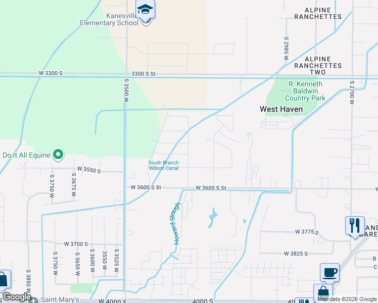 map of restaurants, bars, coffee shops, grocery stores, and more near 3520 South 3275 West Street in West Haven