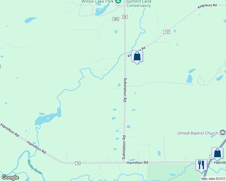map of restaurants, bars, coffee shops, grocery stores, and more near 2740 Substation Road in Medina
