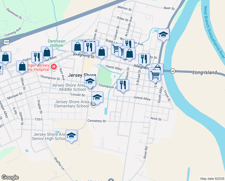 map of restaurants, bars, coffee shops, grocery stores, and more near 310 South Lincoln Avenue in Jersey Shore