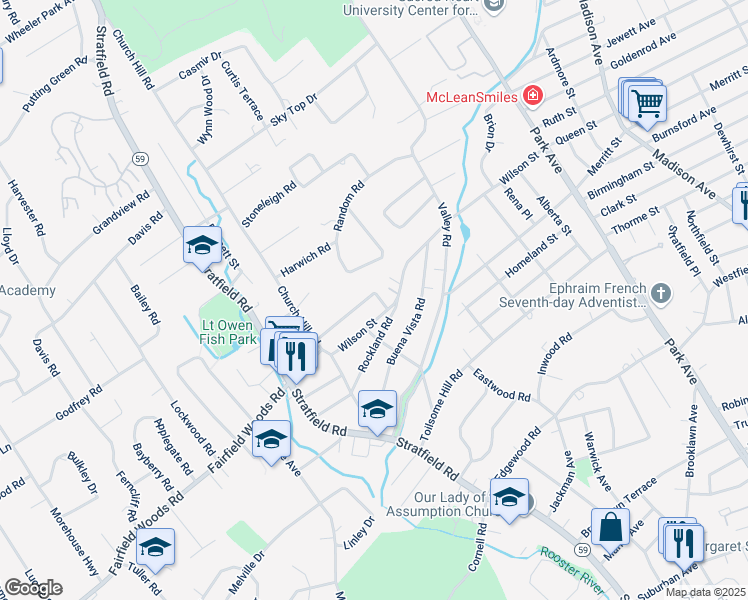 map of restaurants, bars, coffee shops, grocery stores, and more near 11 Flushing Avenue in Fairfield