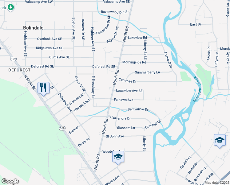 map of restaurants, bars, coffee shops, grocery stores, and more near 525 North Road in Niles
