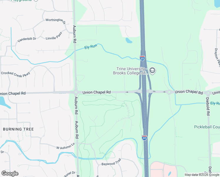map of restaurants, bars, coffee shops, grocery stores, and more near 2831 Union Chapel Road in Fort Wayne