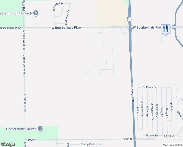map of restaurants, bars, coffee shops, grocery stores, and more near 434 Lantern Court in Bourbonnais