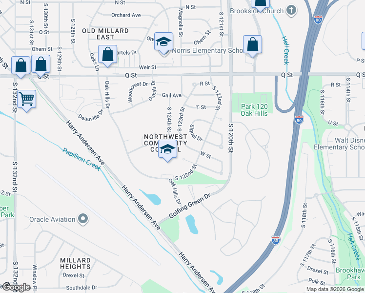 map of restaurants, bars, coffee shops, grocery stores, and more near 5730 South 123rd Street in Omaha