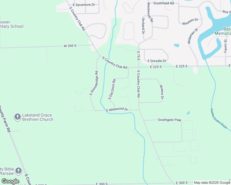 map of restaurants, bars, coffee shops, grocery stores, and more near 2344 South Old Ditch Road in Warsaw