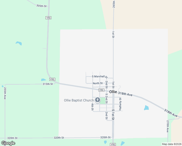 map of restaurants, bars, coffee shops, grocery stores, and more near 303 North 4th Street in Ollie