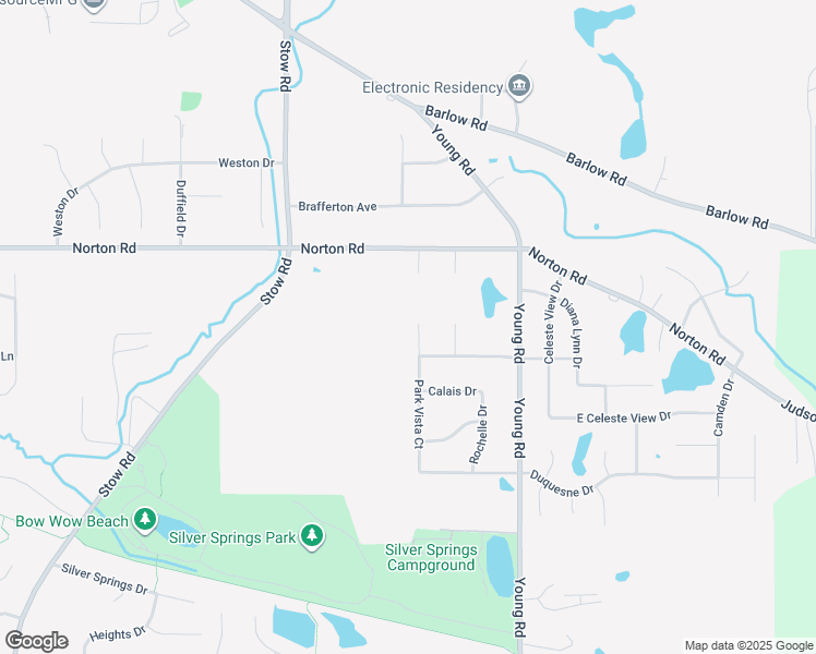 map of restaurants, bars, coffee shops, grocery stores, and more near 5458 Park Vista Court in Stow