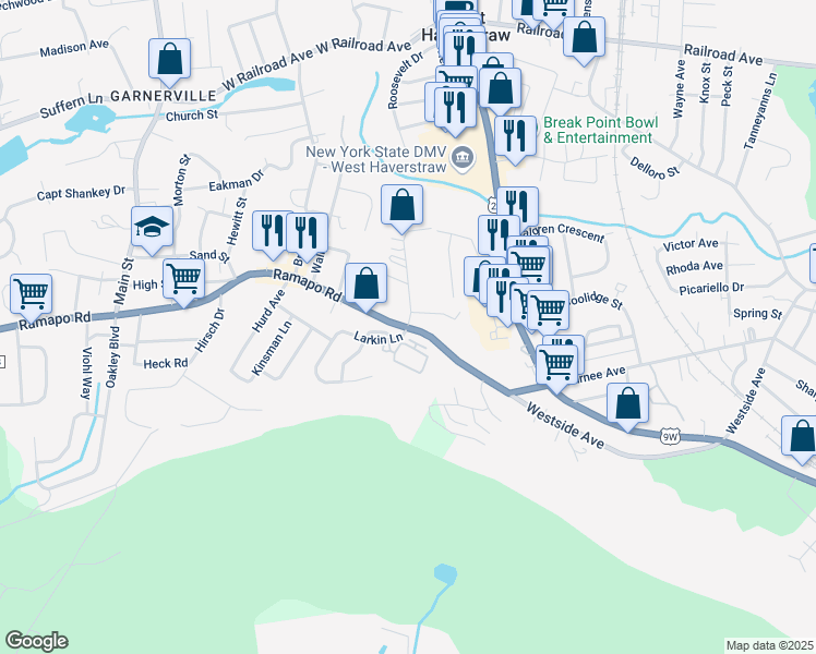 map of restaurants, bars, coffee shops, grocery stores, and more near 5 Hasbrouck Road in Garnerville