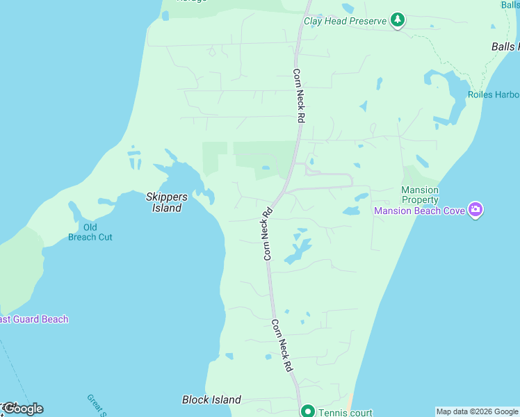 map of restaurants, bars, coffee shops, grocery stores, and more near 646 Corn Neck Road in New Shoreham