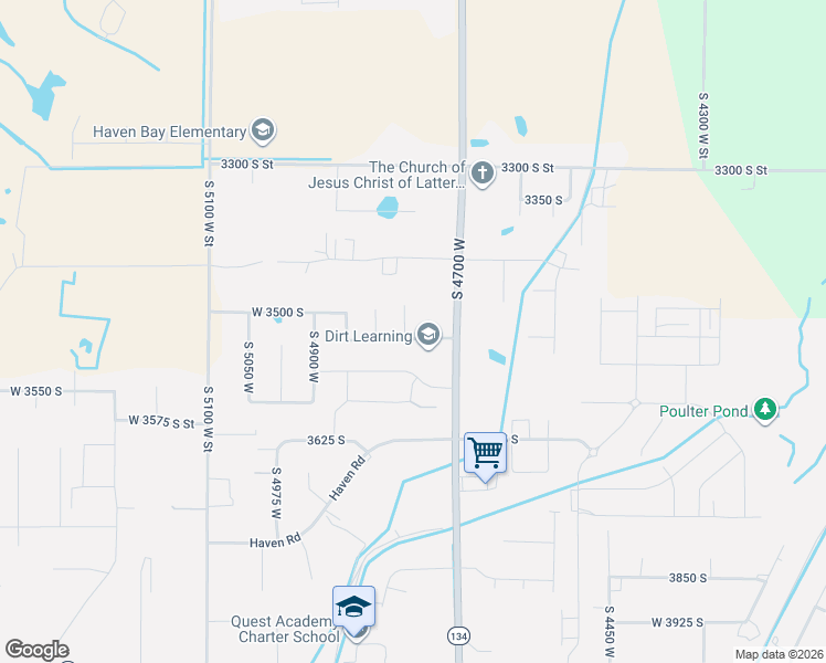 map of restaurants, bars, coffee shops, grocery stores, and more near 4791 West 3525 South in West Haven