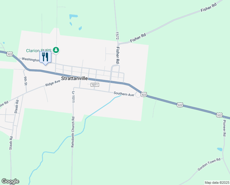 map of restaurants, bars, coffee shops, grocery stores, and more near 140 Southern Avenue in Strattanville