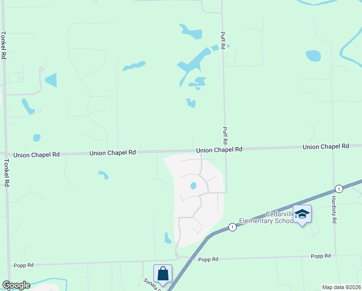 map of restaurants, bars, coffee shops, grocery stores, and more near 6676-6766 Union Chapel Road in Fort Wayne