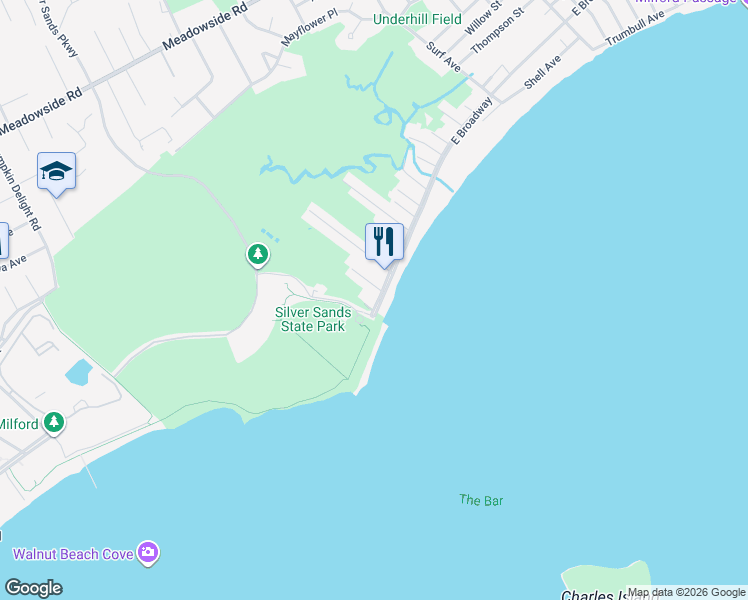 map of restaurants, bars, coffee shops, grocery stores, and more near 692 East Broadway in Milford