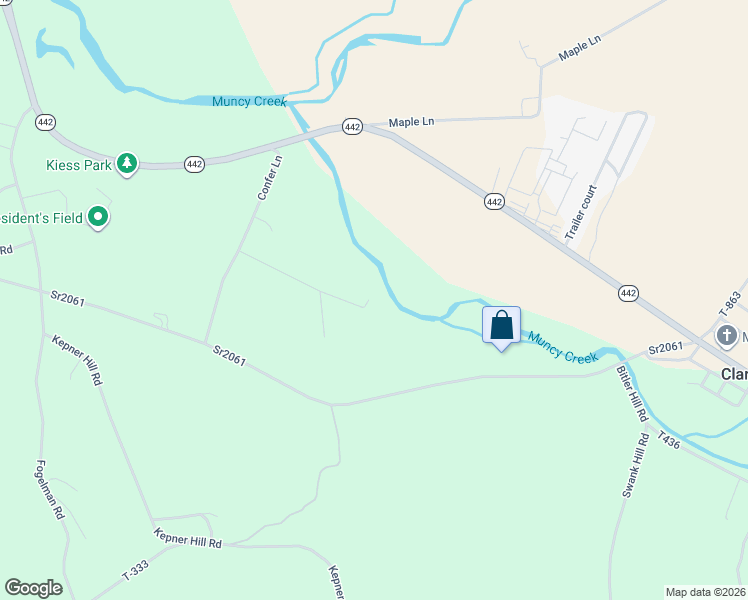map of restaurants, bars, coffee shops, grocery stores, and more near 3742 Clarkstown Road in Muncy