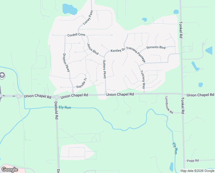 map of restaurants, bars, coffee shops, grocery stores, and more near 12725 Sutters Parkway in Fort Wayne