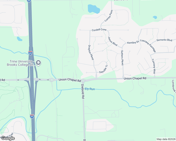 map of restaurants, bars, coffee shops, grocery stores, and more near 4119-4133 Avery Pass in Fort Wayne