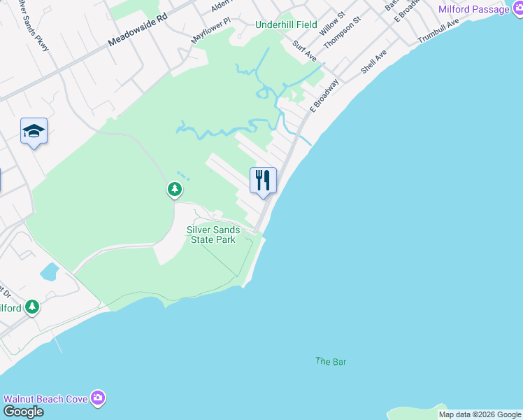 map of restaurants, bars, coffee shops, grocery stores, and more near 14 Cooper Avenue in Milford