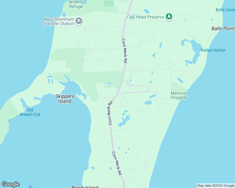 map of restaurants, bars, coffee shops, grocery stores, and more near Corn Neck Road in New Shoreham