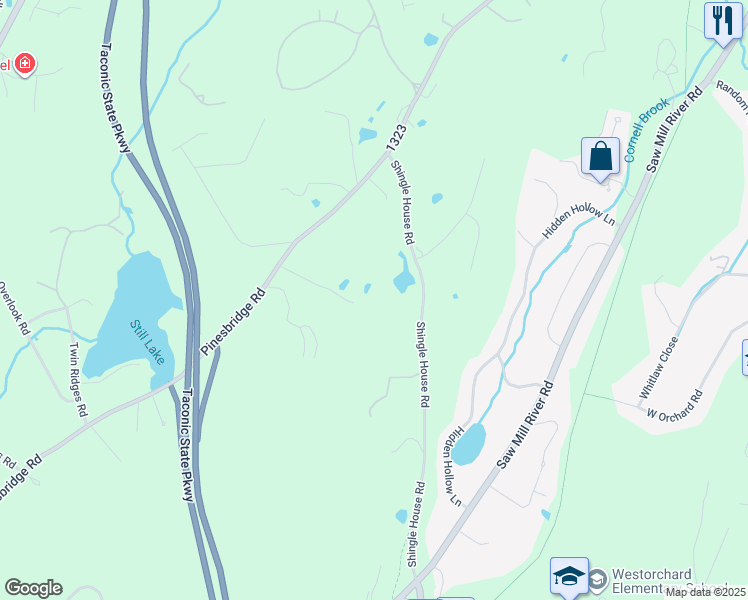 map of restaurants, bars, coffee shops, grocery stores, and more near 212 Pinesbridge Road in Mount Kisco