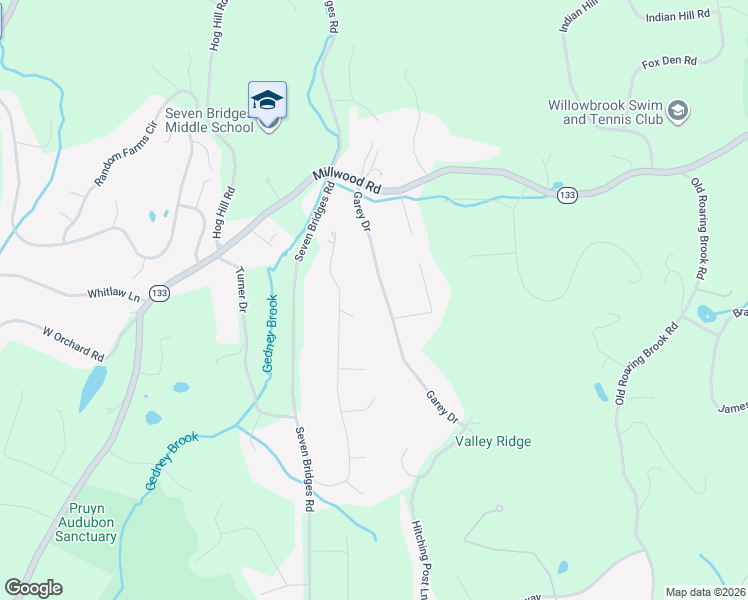 map of restaurants, bars, coffee shops, grocery stores, and more near 9 Garey Drive in Chappaqua