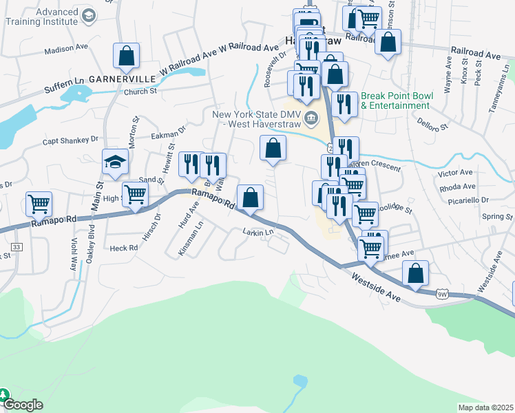 map of restaurants, bars, coffee shops, grocery stores, and more near 13 Hasbrouck Drive in West Haverstraw