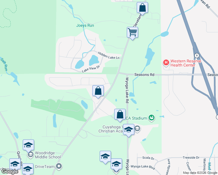 map of restaurants, bars, coffee shops, grocery stores, and more near 4875 State Road in Peninsula