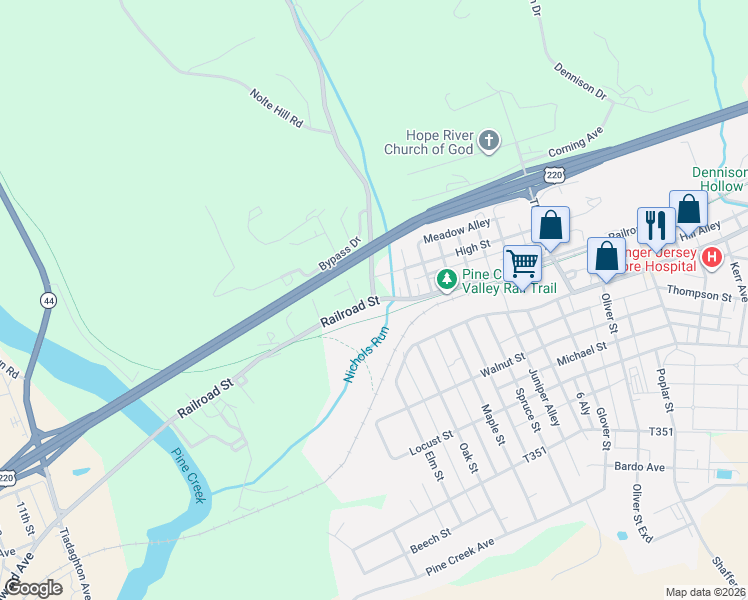 map of restaurants, bars, coffee shops, grocery stores, and more near 1 Nichols Run Road in Jersey Shore