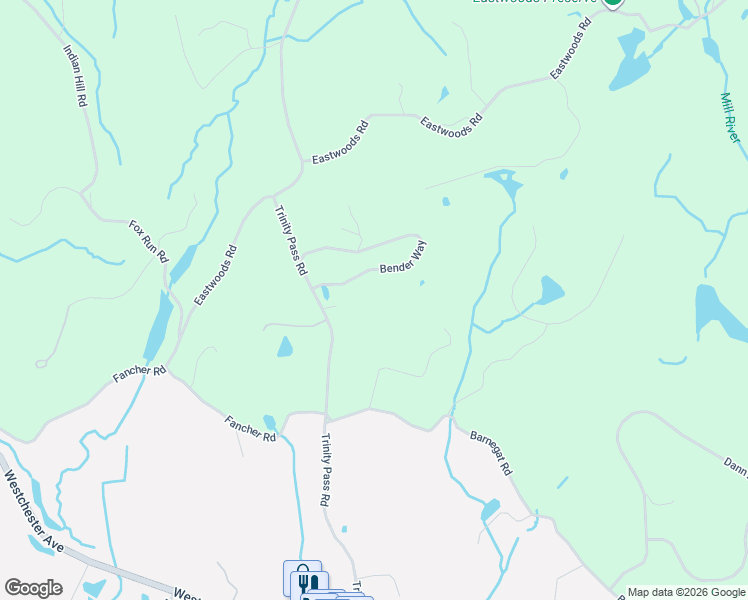 map of restaurants, bars, coffee shops, grocery stores, and more near 15 Bender Way in Pound Ridge