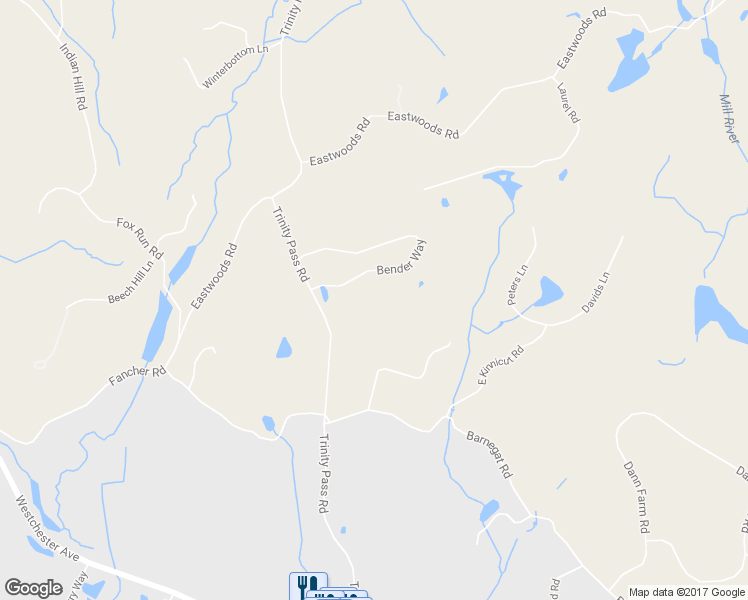 map of restaurants, bars, coffee shops, grocery stores, and more near 15 Bender Way in Pound Ridge