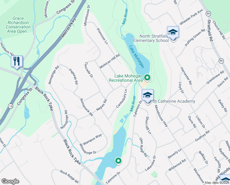 map of restaurants, bars, coffee shops, grocery stores, and more near 237 Saxonwood Road in Fairfield