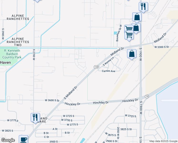 map of restaurants, bars, coffee shops, grocery stores, and more near 3415 Midland Dr in West Haven