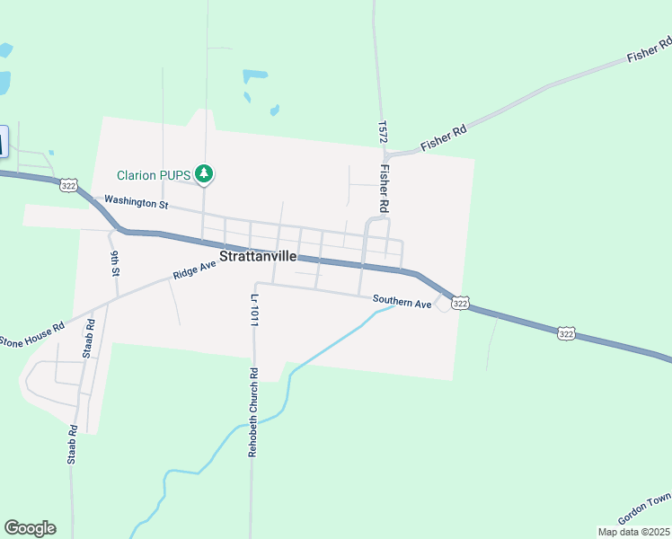 map of restaurants, bars, coffee shops, grocery stores, and more near State Route 1011 in Clarion
