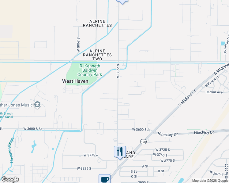 map of restaurants, bars, coffee shops, grocery stores, and more near 3405 South 2700 West in West Haven