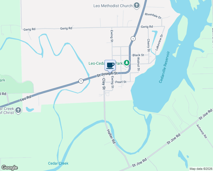 map of restaurants, bars, coffee shops, grocery stores, and more near 12725 Ewing St in Leo