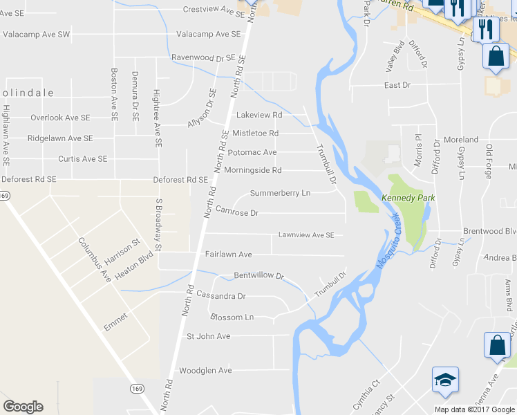map of restaurants, bars, coffee shops, grocery stores, and more near 79 Camrose Drive in Niles