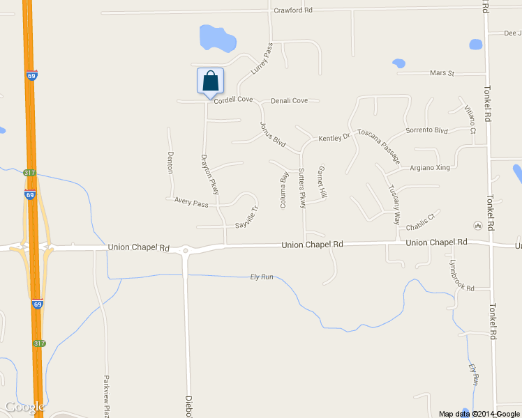 map of restaurants, bars, coffee shops, grocery stores, and more near 12916 Sayville Tr in Fort Wayne